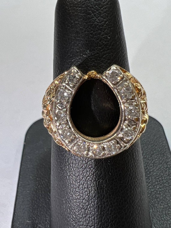 14k gold fashion horseshoe diamond ring - image 1