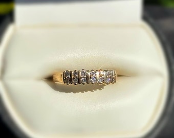 Jewelry 14k solid yellow gold natural diamonds 0.42CTW ring size 7.50