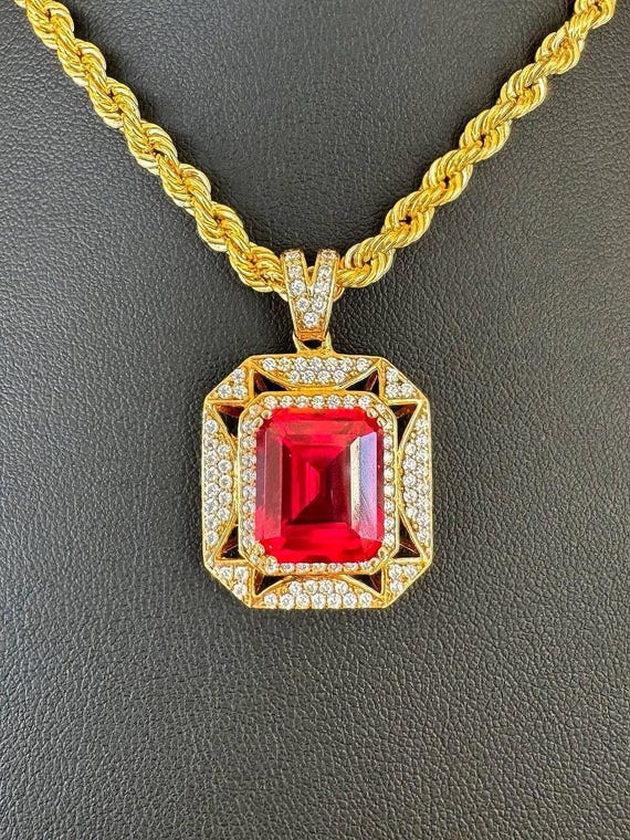 10k solid Yellow gold emerald cut 8CT Ruby CZ sto… - image 7