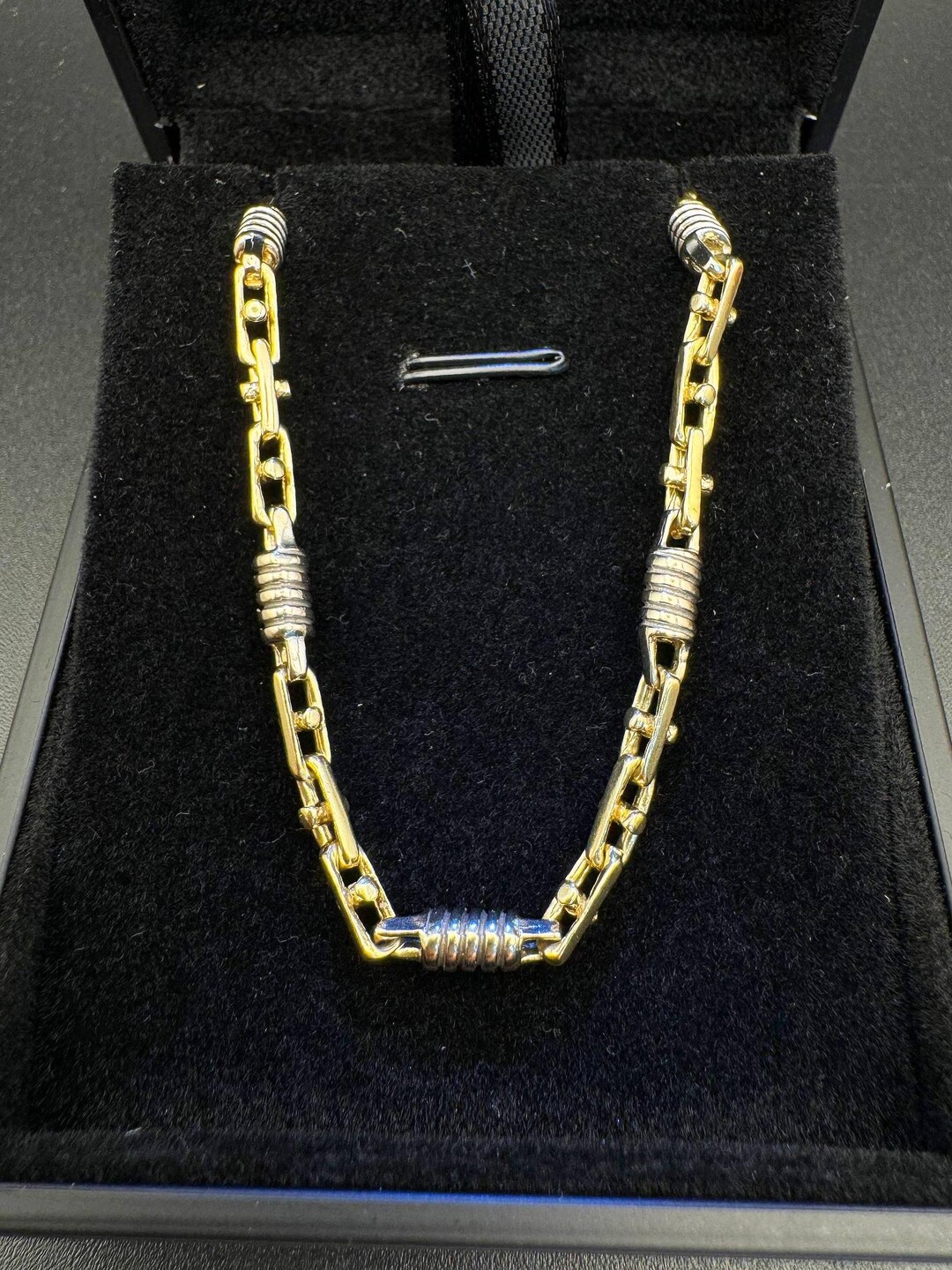14k Two-tone Gold Chain Necklace, 21 Inch Designer Braccio - Etsy