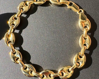 14k solid yellow gold Puffed Mariner Gucci Link 9” Bracelet 33.6 grams 11mm