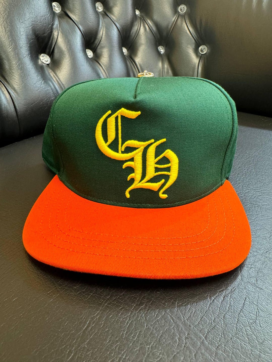 CHROME HEARTS CH BASEBALL TRUCKER CAP 黄色 Chrome Hearts Matty Boy Green & Yellow Smiley Trucker Hat