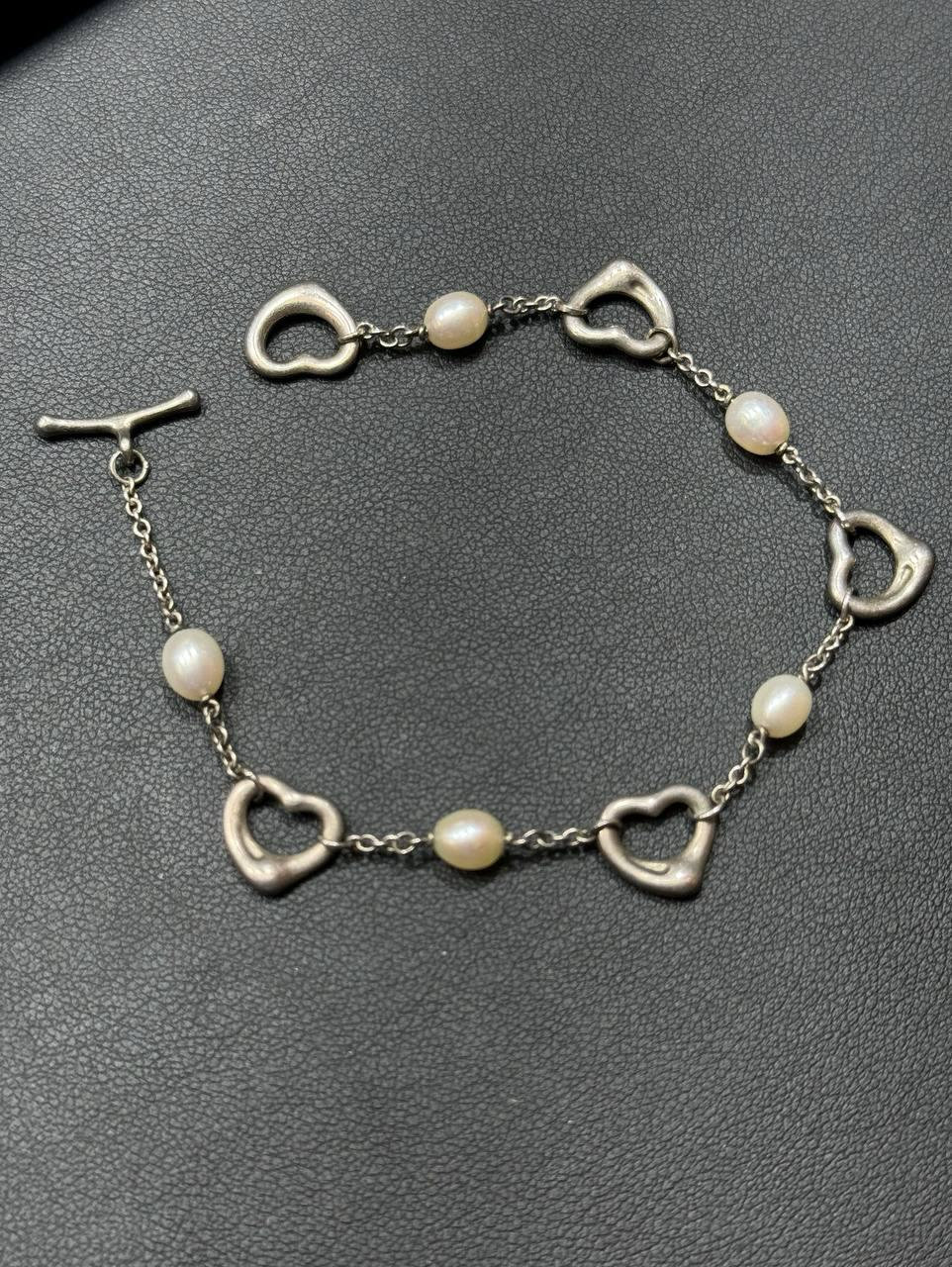 Tiffany & Co. RARE Elsa Peretti 925 Open Heart Pearl 7.25