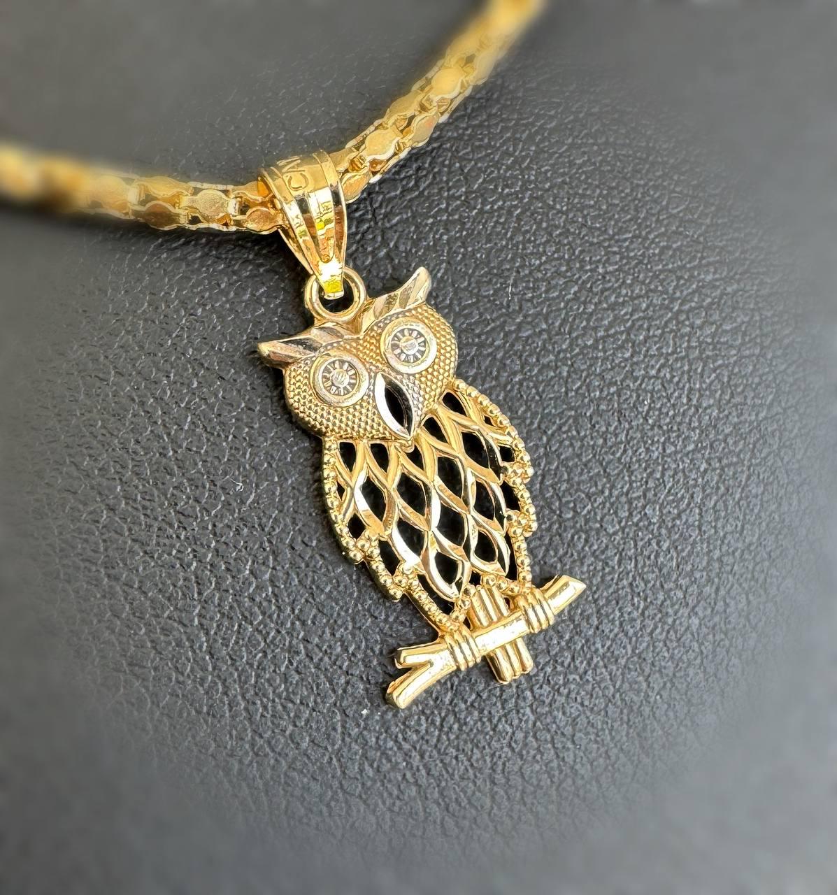 Jewelry 10k solid yellow owl gold Pendant charm