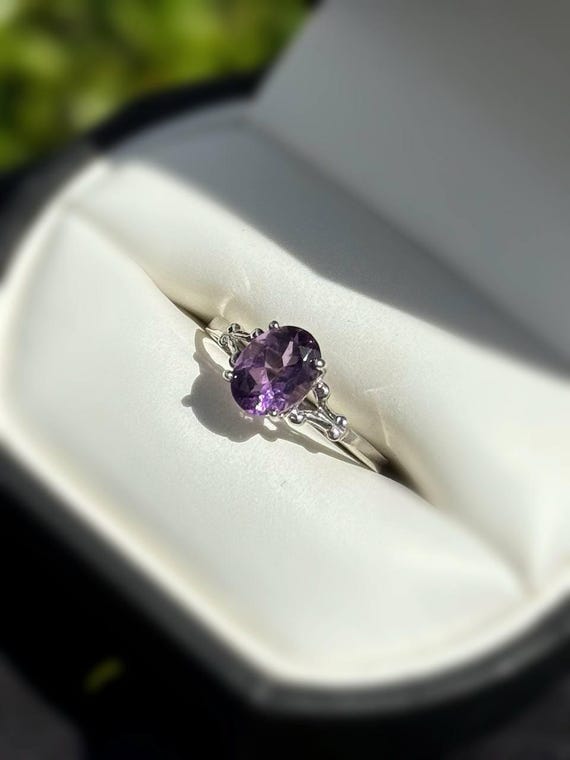 Bague Cocktail En Or Blanc Avec Diamants 10,80 Cts Et Améthyste - Taille 6.25, Neuve Sans Boîte