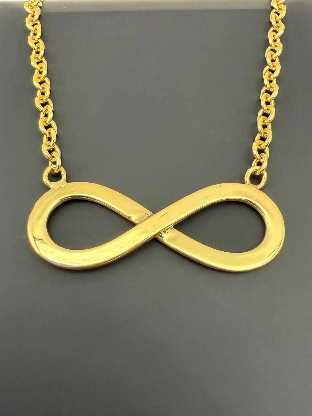 14k Solid Yellow Gold Infinity Sign Necklace Roller Link Style Chain 20 ...