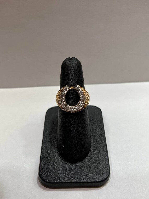 14k gold fashion horseshoe diamond ring - image 3