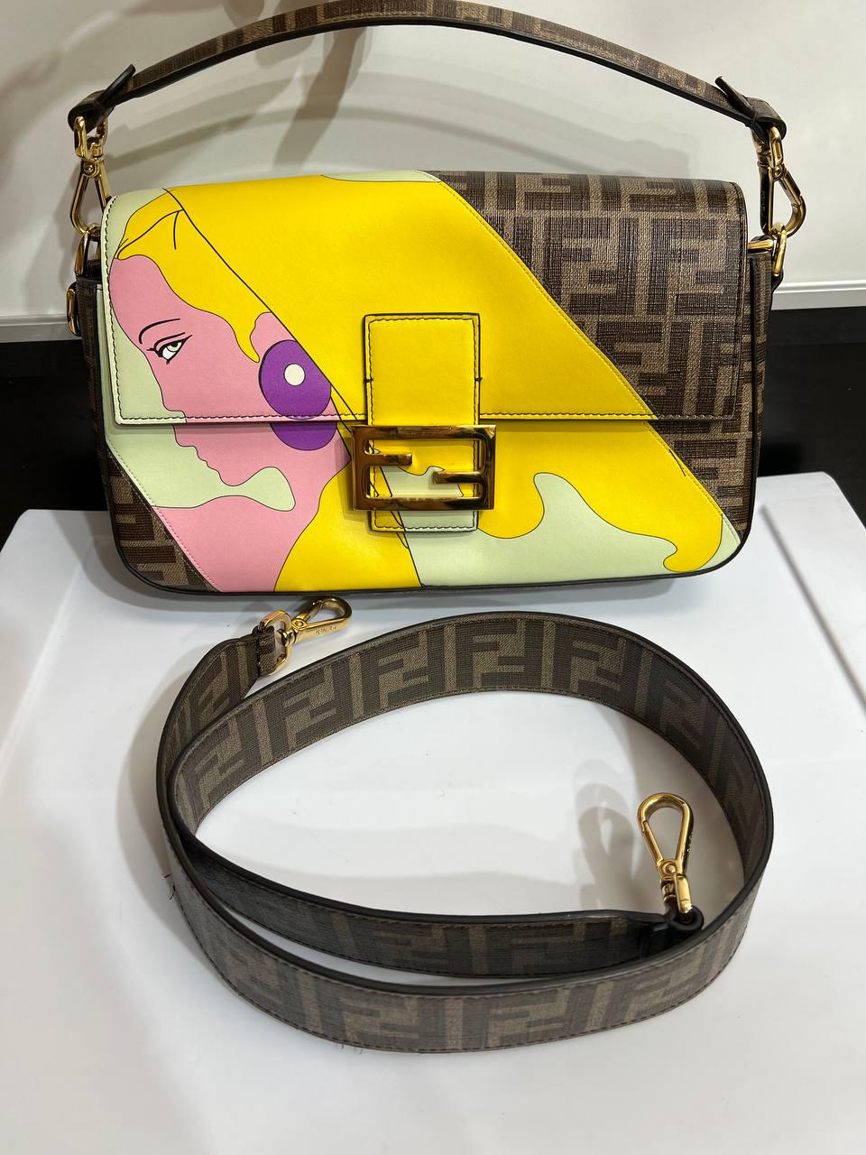 Fendi Antonio Lopez Baguette NM Bag Zucca Coated Canvas With