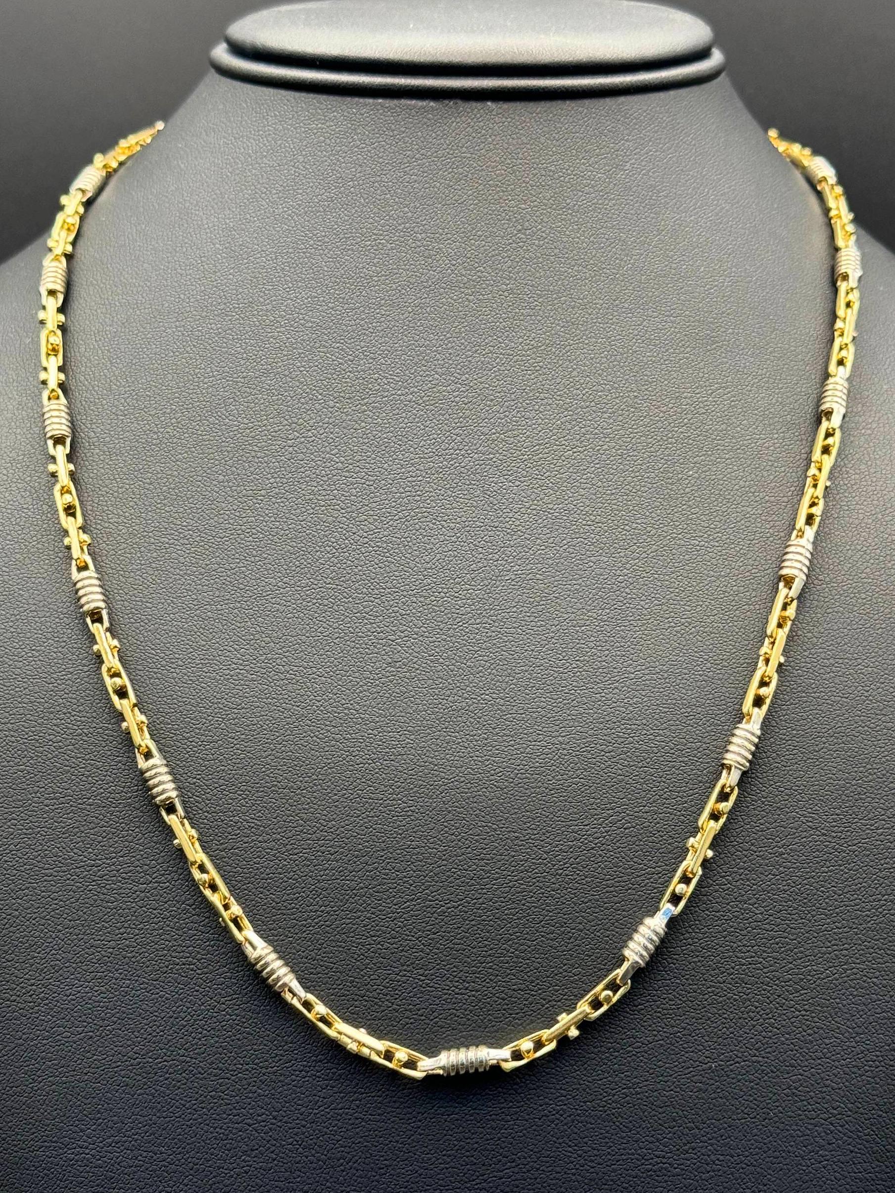 14k Two-tone Gold Chain Necklace, 21 Inch Designer Braccio - Etsy