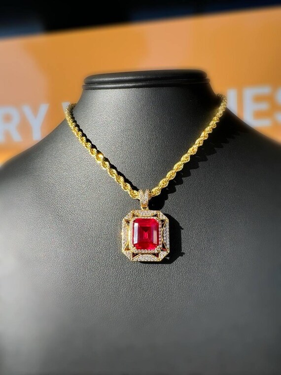 10k solid Yellow gold emerald cut 8CT Ruby CZ sto… - image 10