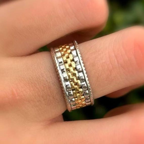 14k Solid Two Tone Gold White & Yellow Gold Wedding Band or Rolex