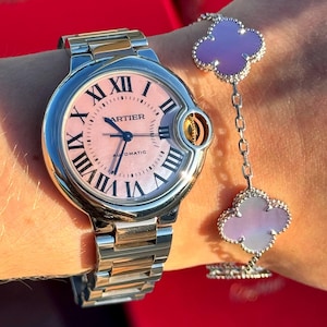 Cartier Ballon Bleu W6920070 Two Tones Rose Gold 33mm Pink MOP Roman dial box paper accessories