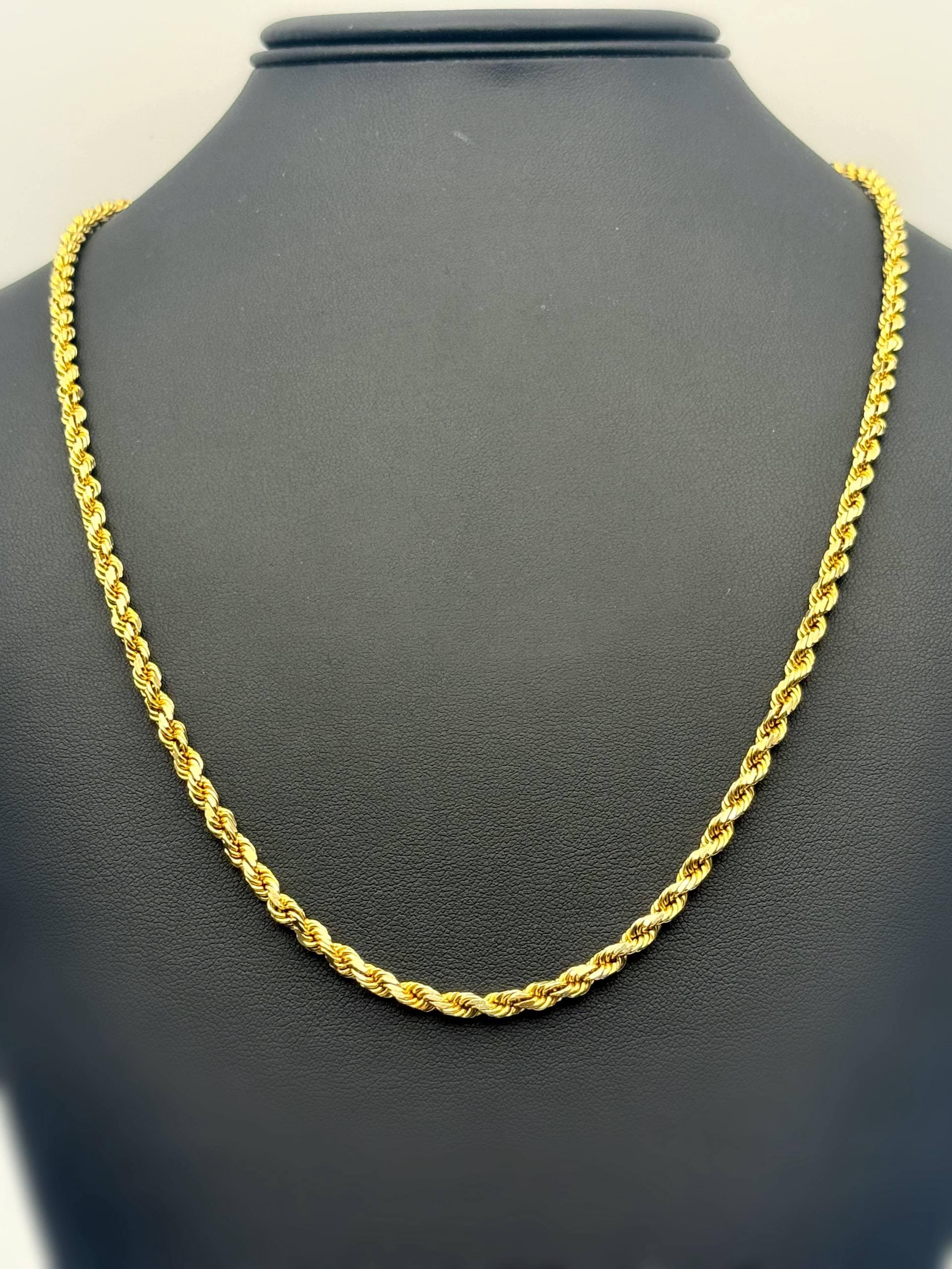 10k Solid Yellow Gold Rope Chain Necklace 22.5” 3.5mm 26.4 Grams
