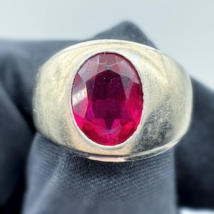 10k solid white gold 1.4Ct oval cut Ruby stone ring sz 7