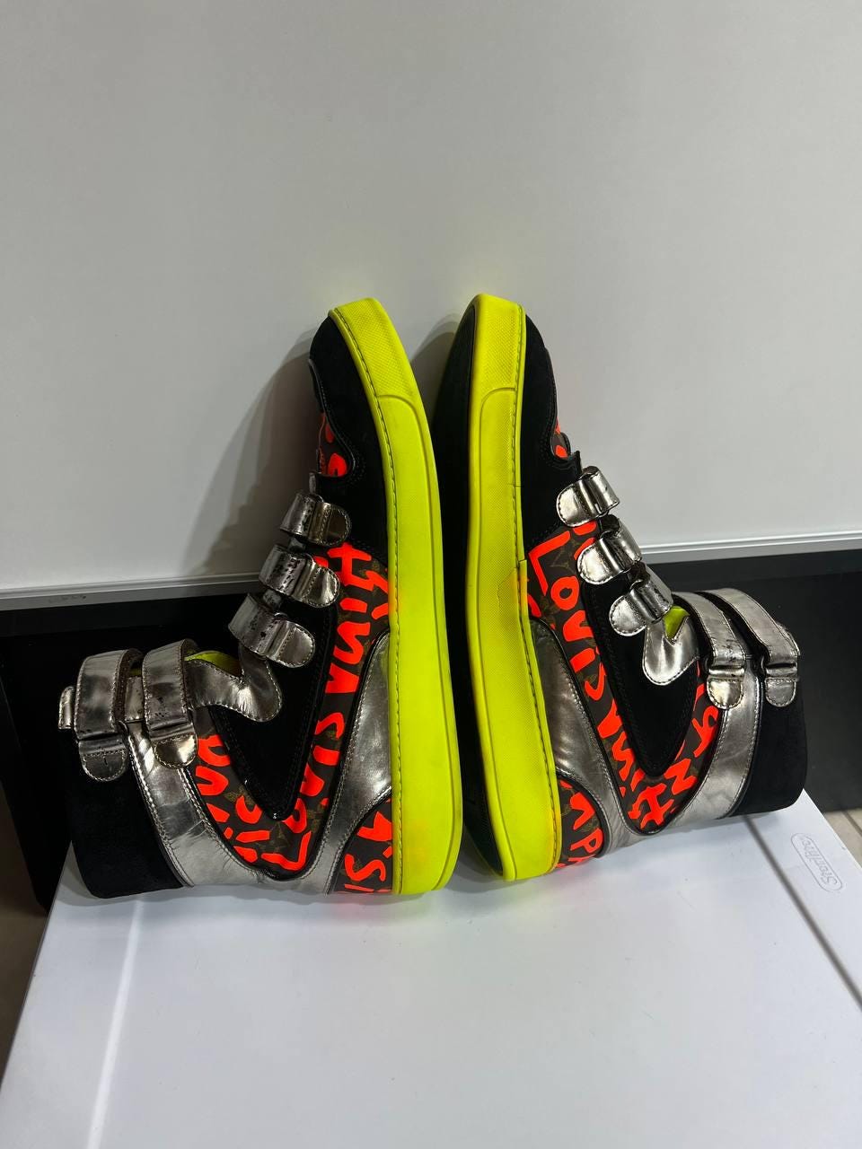 LOUIS VUITTON Stephen Spouse Graffiti Orange High-top Sneakers US