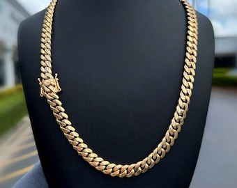 14k massief geelgouden Miami Cubaanse schakelketting: 24 inch, 10,50 mm