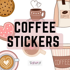 Adesivi per il download digitale del caffè - Etichette decorative stampabili per gli amanti del caffè
