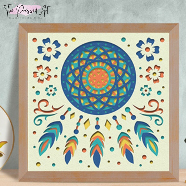 Dreamcatcher 3D Light Box Paper Cut SVG - DIY Paper Cutting Template Included