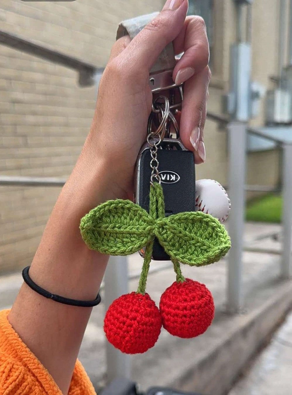 アクセサリー cheri_chanman Crochet Cherry Keychain | Handmade Accessories - Etsy