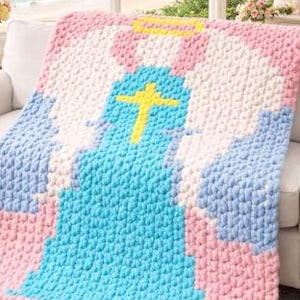 Angel hand crotched throw pattern only/ blanket/hand made/ chunky yarn.