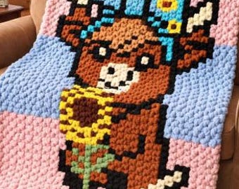 Highland Cow Baby Throw Pattern Only/ Crochet/ Chunky Yarn/ Blanket