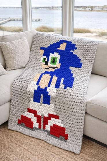 30 Sonic Crochet Patterns to Stitch for Fans of the Fastest Hedgehog 18 Sonic Throw Blanket Graph Pattern