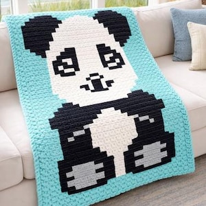 Panda Bear Throw Crochet Pattern, Chunky Yarn Graph (PDF Pattern)
