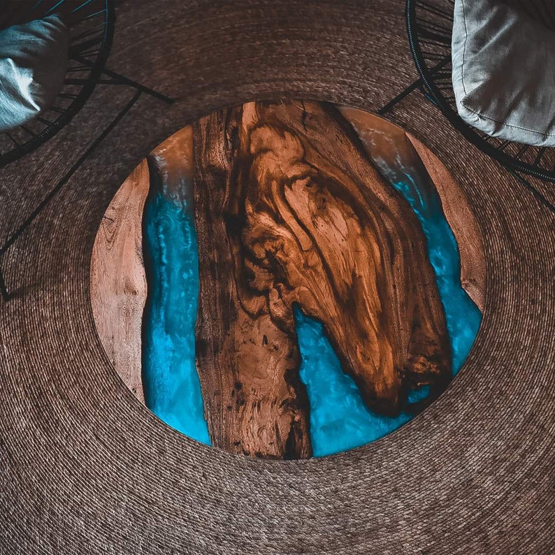 Resin Round Side Table Epoxy End Table Custom Made Coffee Table Living