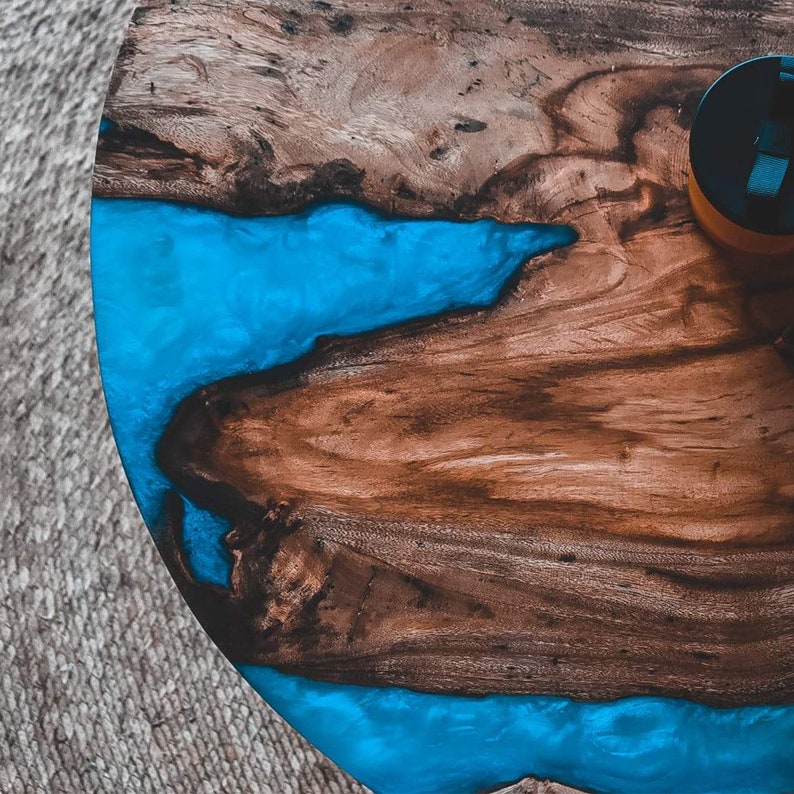 Resin Round Side Table Epoxy End Table Custom Made Coffee Table Living