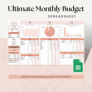 Ultimate Monthly Budget Tracker Google Sheets Template | 2022 2023 Digital Planner - Dashboard, Financial Planner, Bills , Expenses, Wealth