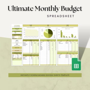 Ultimate Monthly Budget Tracker Google Sheets Template | 2022 2023 Digital Planner - Dashboard, Financial Planner, Bills , Expenses, Wealth
