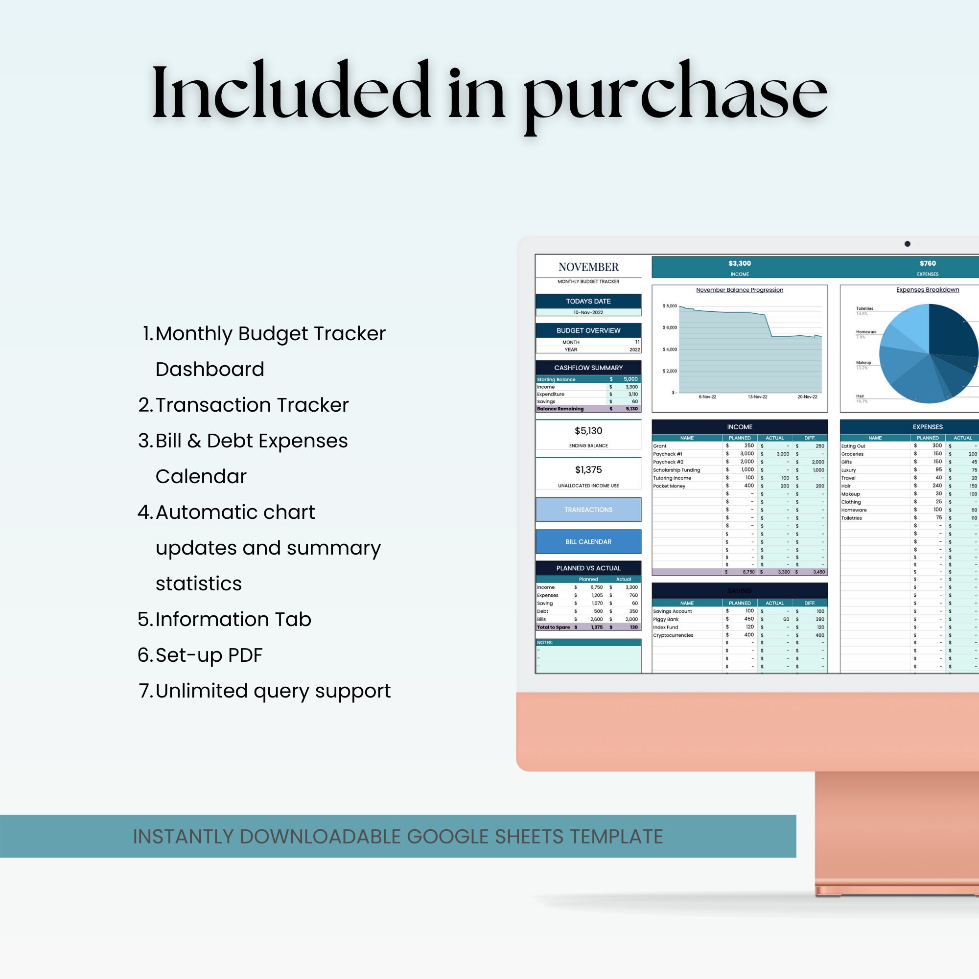 Ultimate Monthly Budget Tracker Google Sheets Template | 2022 2023 ...