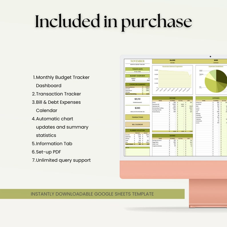 Budget Transaction Sheet.pdf Ultimate Monthly Budget Tracker Google Sheets Template | 2022 2023 ...