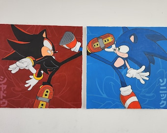 Sonic and Shadow | 2 Piece Acrylic Painting