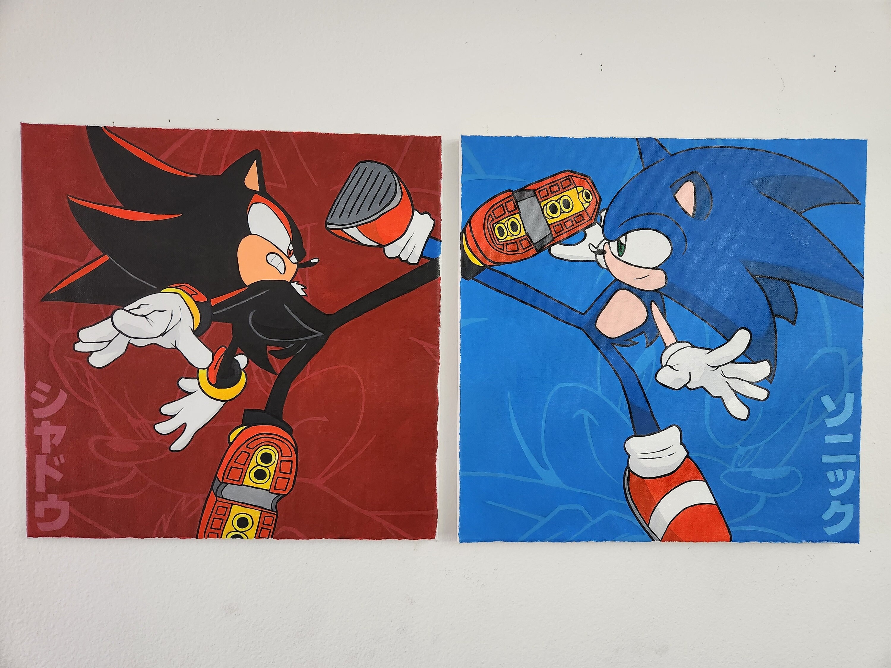 SONIC THE HEDGEHOGxBRITTO キャンバスボード シャドウ Sonic and Shadow | 2 Piece Acrylic Painting - Etsy