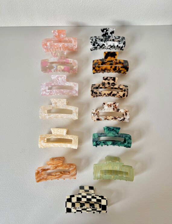 ASSORTED TORTOISE SHELL CLAW CLIPS 2-PACK Medium Hair Claw Clip, Minimalist Tortoise Shell Hair  main image 2