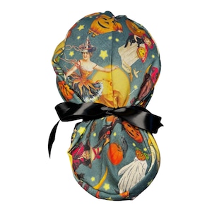 Vintage Halloween scrub cap/witchy scrub cap/pumpkin scrub cap/holiday scrub cap/Halloween scrub cap/bouffant scrub cap
