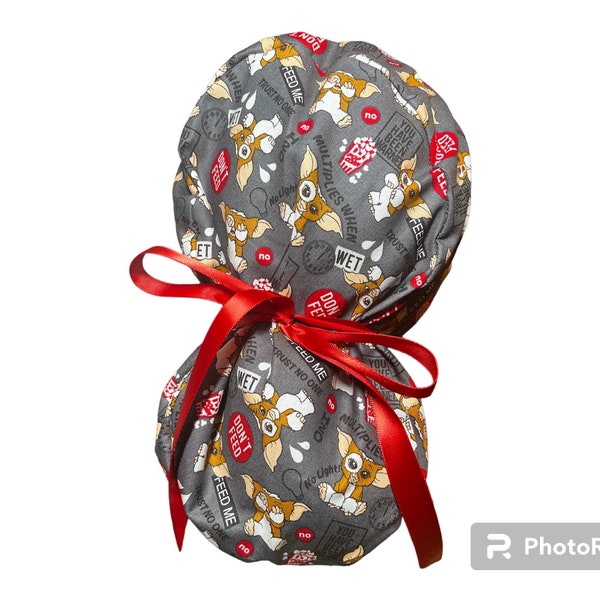 Grem scrub cap/night shift scrub cap/Halloween scrub cap/ponytail scrub cap/button scrub cap/bouffant scrub cap/funny scrub cap