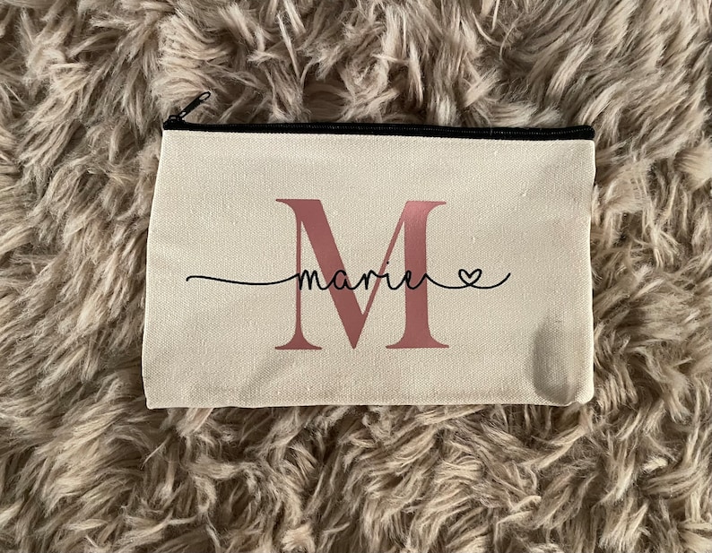 Cosmetic bags personalized name cotton image 3