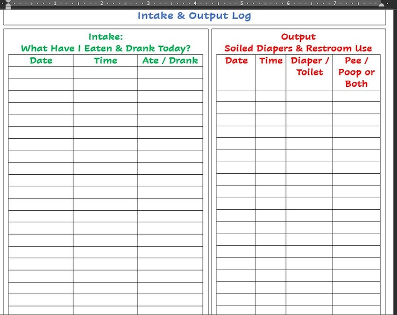 Simple Intake Output Tracker for New Parents or Sick Child. Track ...