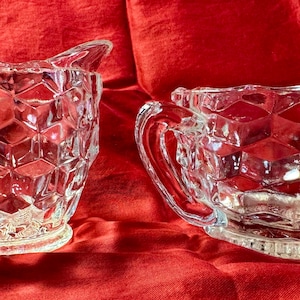 1940s Fostoria Depression Glass Creamer and Sugar Set