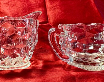 1940s Fostoria Depression Glass Creamer and Sugar Set