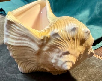 1980s Rare Vintage Atlantic Mold Ceramic Seashell Planter Dish