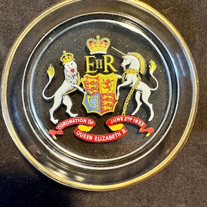 1950s Queen Elizabeth II Coronation Trinket Dish Ashtray