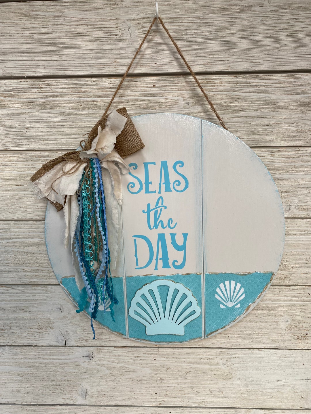 Beach House Door Hanger, Summer Beach Theme Wall Hanging Round, Seas ...
