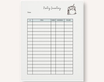 Family, Home, and Homeschool Planner Pantry Inventory List