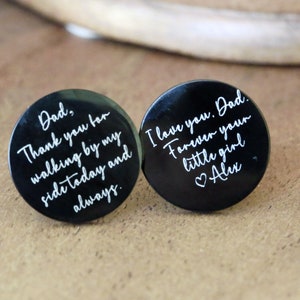 Father of the Bride Cufflinks, My Favorite Walk,Personalized Cufflinks, Round Engraved Cufflinks, Custom CufflinksGifts for Him,Wedding Gift