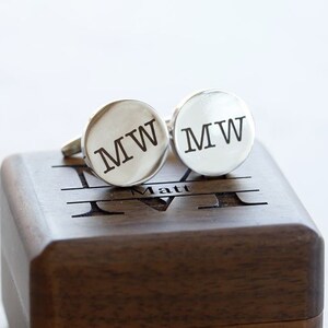 Personalized  Cufflinks Wedding Day Cuff links Groom Dad Groomsmen, Wood Anniversary Gift for Husband from Wife