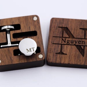 Personalized  Cufflinks Wedding Day Cuff links Groom Dad Groomsmen, Wood Anniversary Gift for Husband from Wife