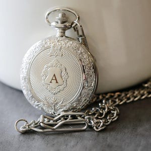 Personalisierte Silber Taschenuhr: Steampunk Quartz Bräutigam Geschenk